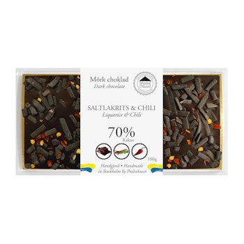 70% Mörk Choklad - Saltlakrits & Chili (x 10st)