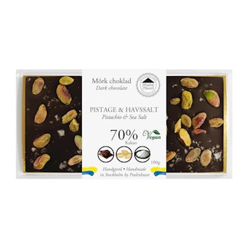 70% Mörk Choklad - Pistage & Havssalt 100g (x 10st)