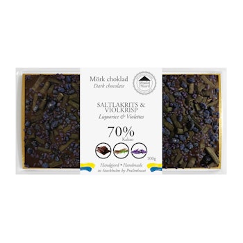 70% Choklad - Saltlakrits & Viol 100g (x 10st)
