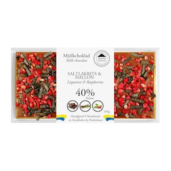 40% Choklad - Saltlakrits & Hallon 100g (x 10st)