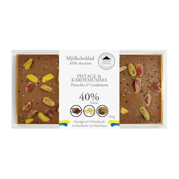 40% Mjölkchoklad - Pistage & Kardemumma 100g (x 10st)