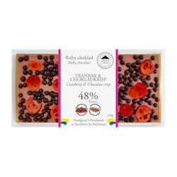 Ruby 48% Choklad - Tranbär & Mörk Chokladkrisp 100g (x 10st)