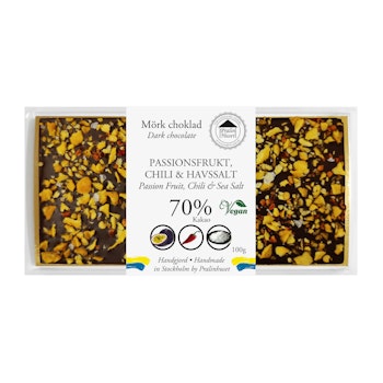 70% Choklad - Passionsfrukt, Chili & Havssalt 100g (x 10st)