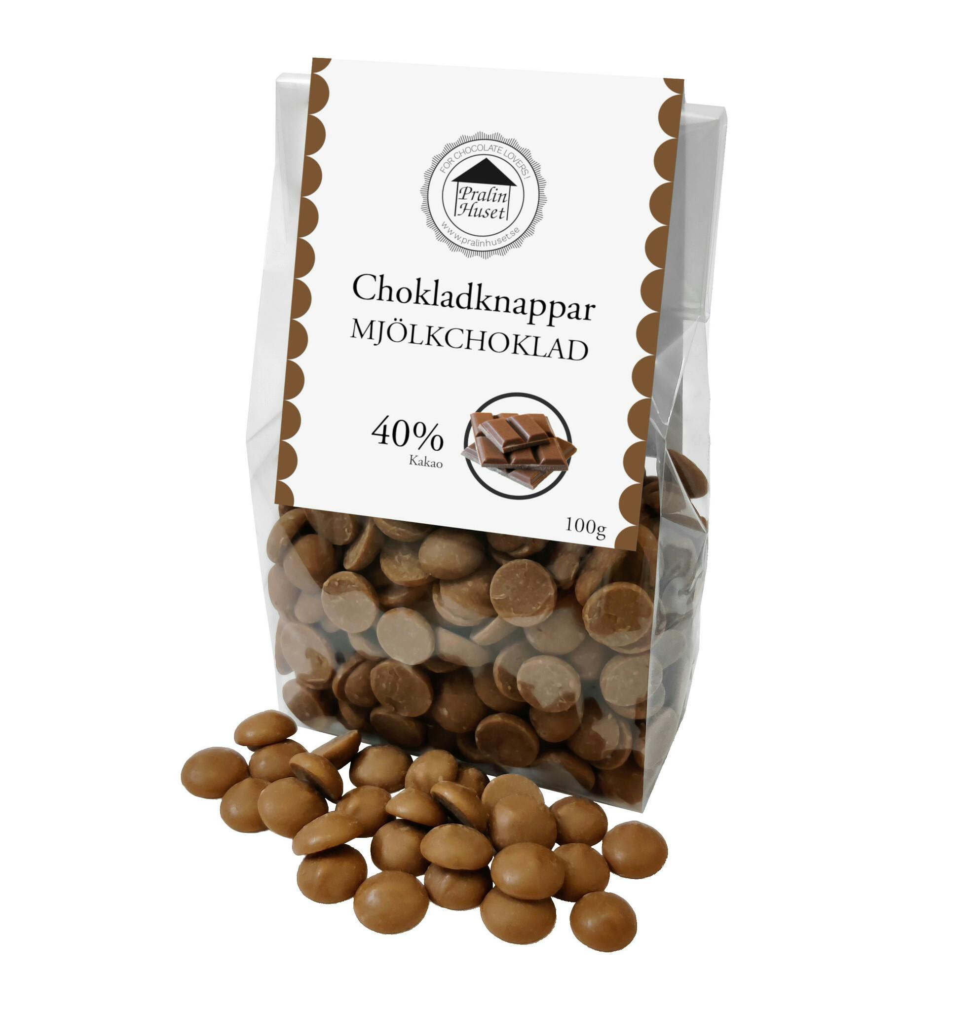 Chokladknappar - 40% Mjölkchoklad 100g (x 7st)