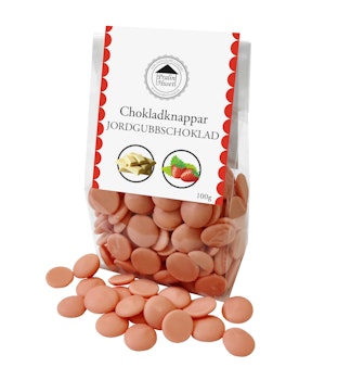 Chokladknappar - Jordgubbschoklad 100g (x 10st)