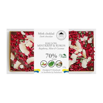 70% Choklad - Hallon, Mint & Kokos 100g (x 10st) SPECIAL