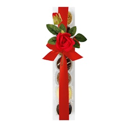 7-Bitars Tryffel Stång 100g - Rött Satinband & Blomma (x 10st)