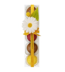 5-Bitars Tryffel Stång 70g - Gult Satinband & Blomma (x 12st)