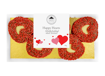 Happy Heart - Mjölkchoklad & Rosa Strössel 80g (x 10st)