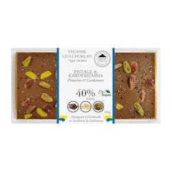 Vegansk Ljus Choklad 40% Choklad - Pistage & Kardemumma 100g (x 10st)