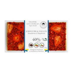 Vegansk Ljus Choklad 40% Choklad - Jordgubb & Hallon 100g (x 10st)