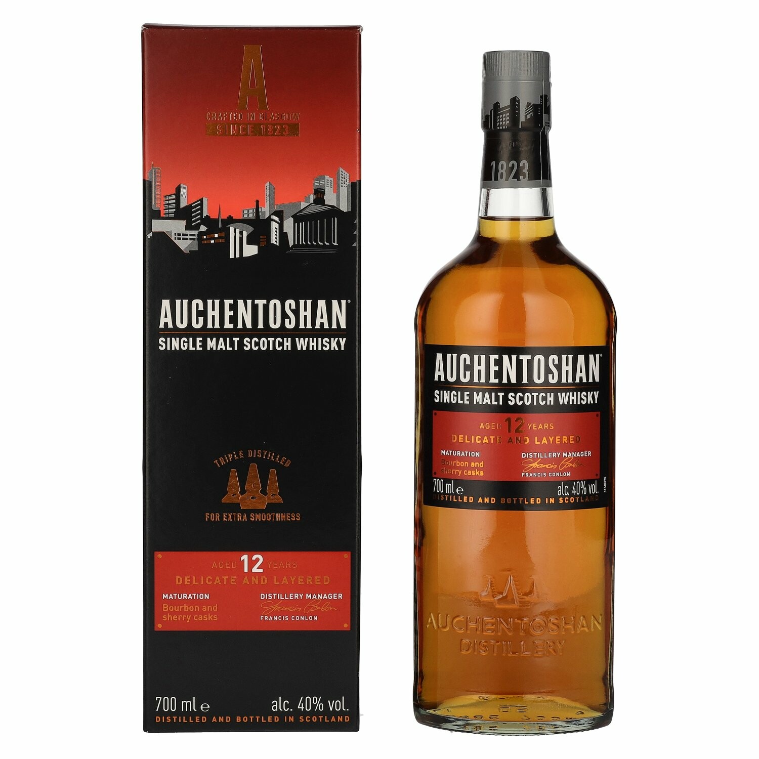 Auchentoshan 12 Years Old Single Malt Scotch Whisky 40% Vol. 0,7l in Giftbox