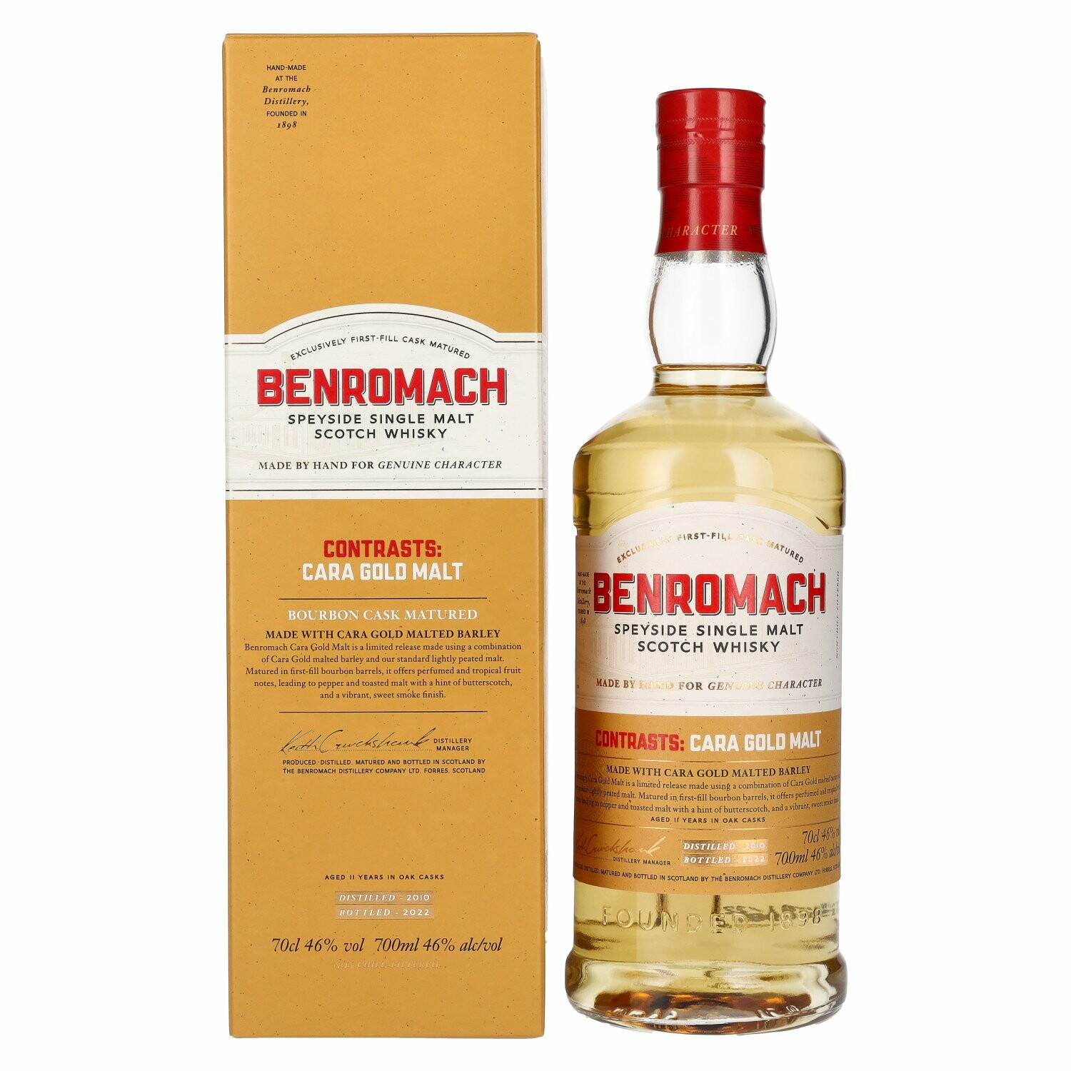 Benromach CONTRASTS: CARA GOLD MALT 11 Years Old 2010 46% Vol. 0,7l in Giftbox