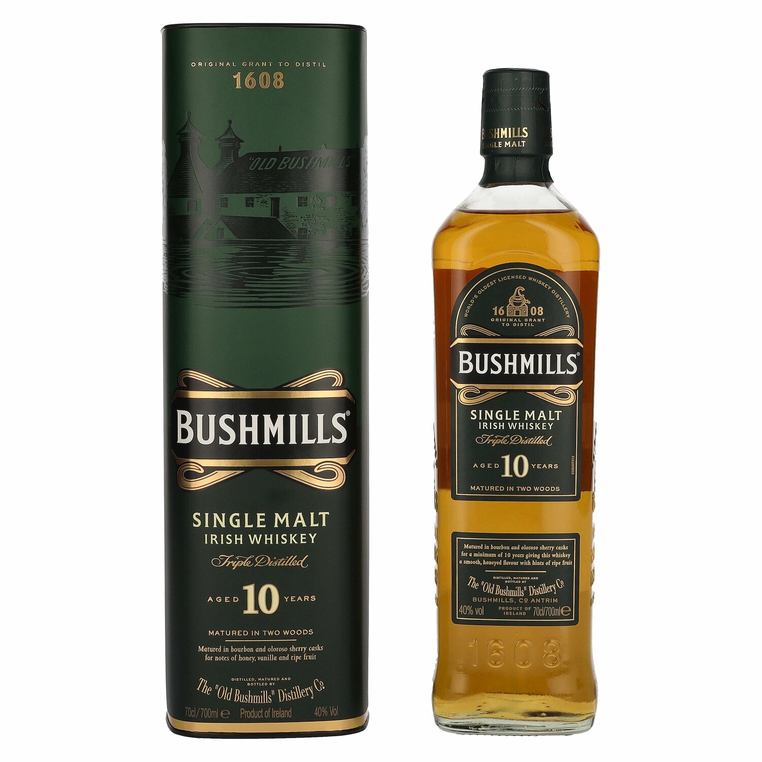Bushmills 10 Years Old Single Malt Irish Whiskey 40% Vol. 0,7l in Giftbox
