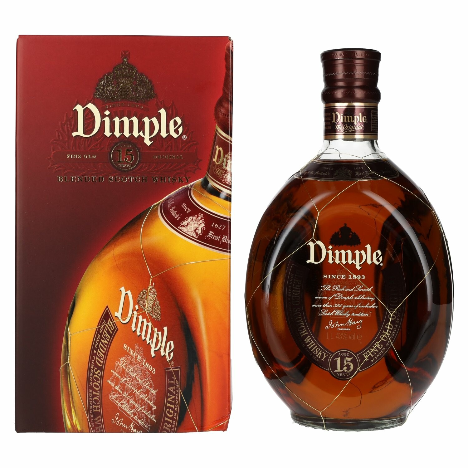 Dimple 15 Years Old Blended Scotch Whisky 43% Vol. 1l in Giftbox