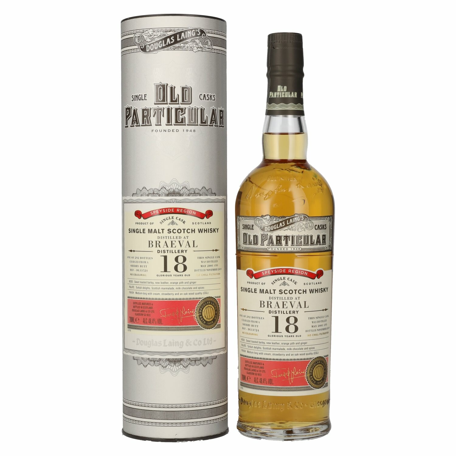 Douglas Laing OLD PARTICULAR Braeval 18 Years Old Single Cask Malt 2001 48,4% Vol. 0,7l in Giftbox