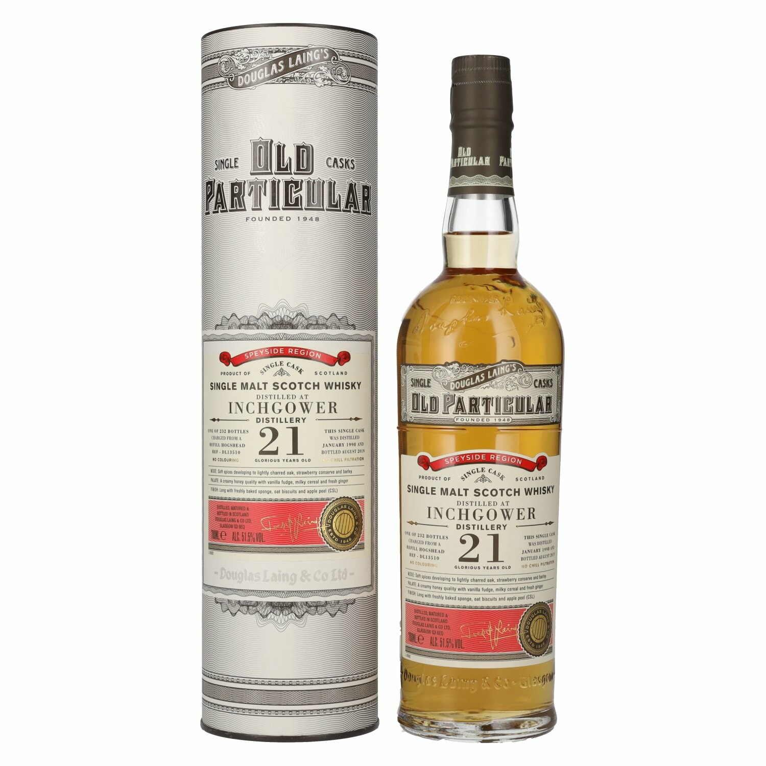 Douglas Laing OLD PARTICULAR Inchgower 21 Years Old Single Cask Malt 1998 51,5% Vol. 0,7l in Giftbox