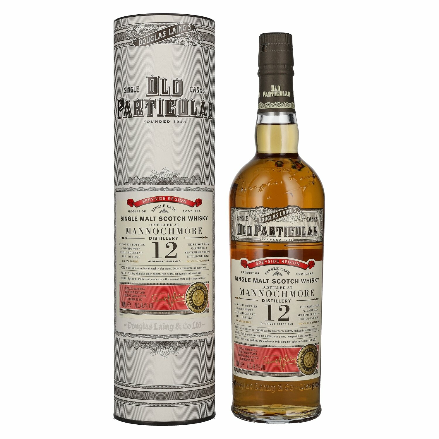 Douglas Laing OLD PARTICULAR Mannochmore 12 Years Old Single Cask Malt 2008 48,4% Vol. 0,7l in Giftbox