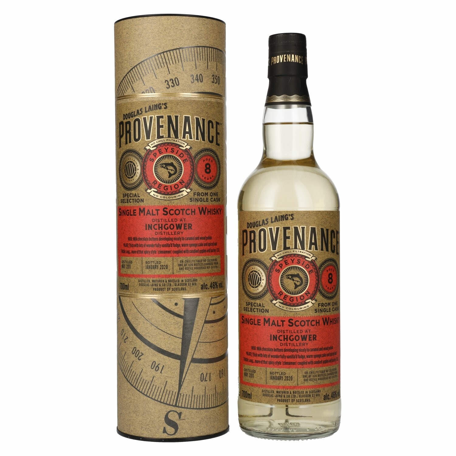 Douglas Laing PROVENANCE Inchgower 8 Years Old Single Cask Malt 2011 46% Vol. 0,7l in Giftbox