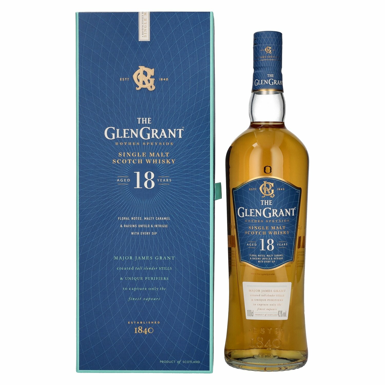 Glen Grant 18 Years Old Single Malt Scotch Whisky 43% Vol. 1l in Giftbox