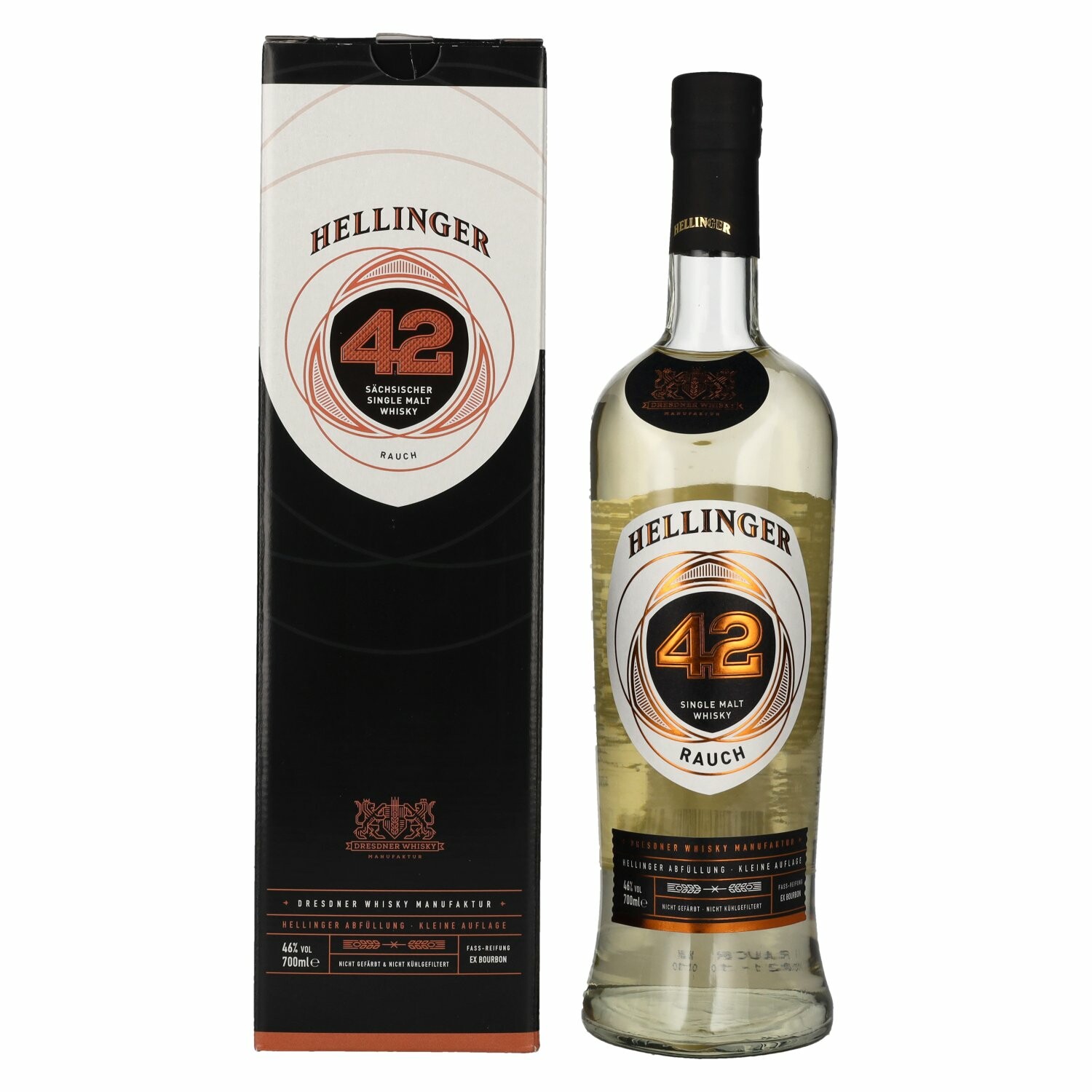 Hellinger 42 RAUCH Sächsischer Single Malt Whisky 46% Vol. 0,7l in Giftbox