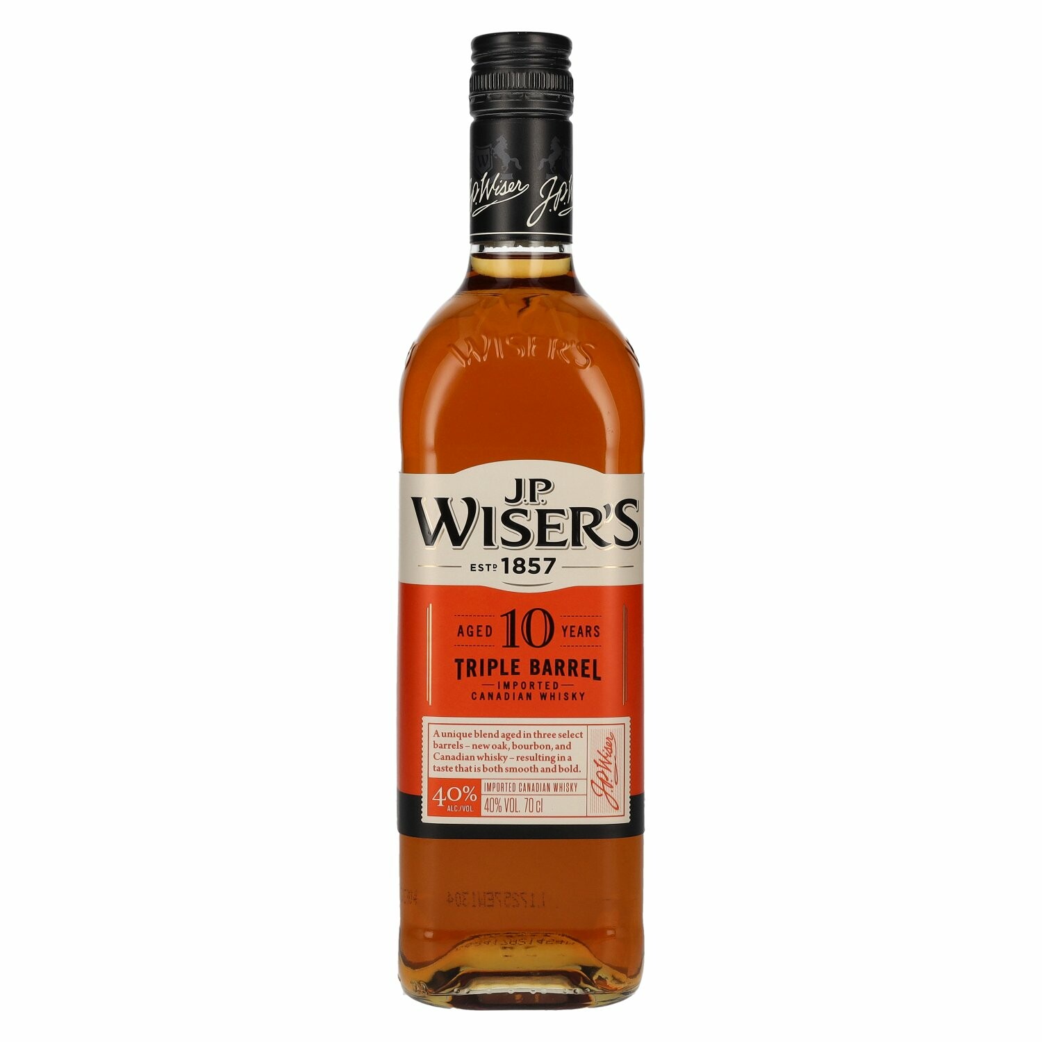 J.P. Wiser's 10 Years Old Triple Barrel Canadian Whiskey 40% Vol. 0,7l