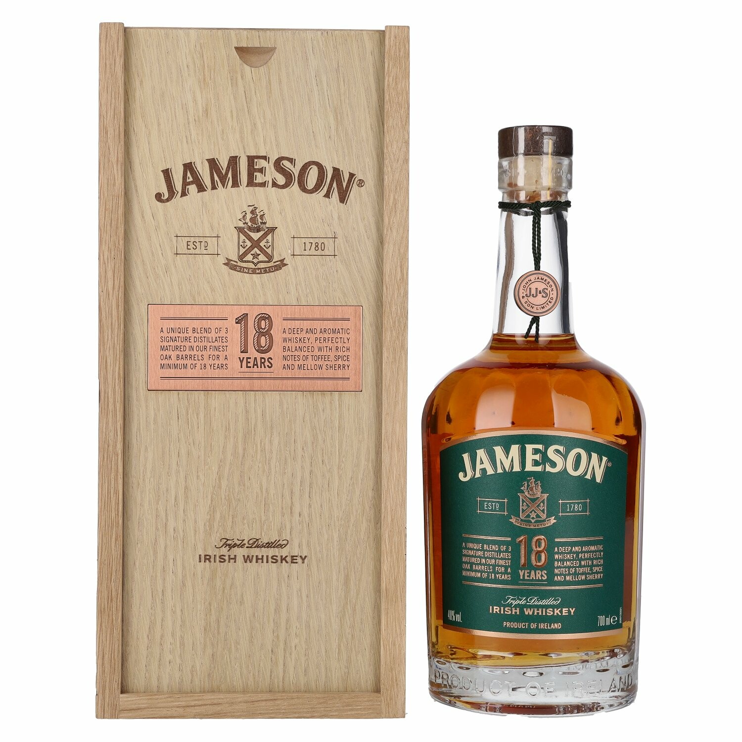 Jameson 18 Years Old Triple Distilled Irish Whiskey Limited Reserve 40% Vol. 0,7l in Holzkiste