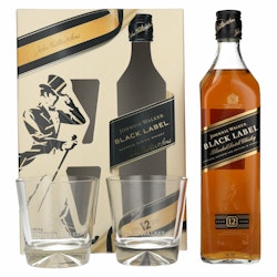 Johnnie Walker BLACK LABEL 12 Years Old Blended Scotch Whisky 40% Vol. 0,7l in Giftbox with 2 glasses