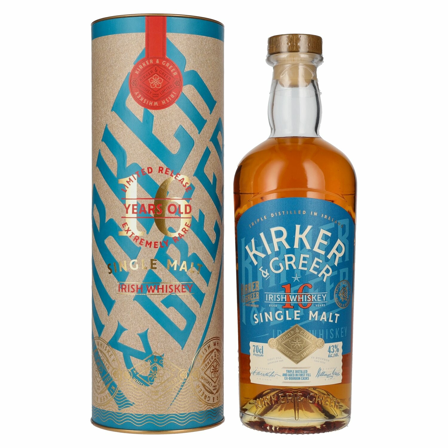 Kirker & Greer 16 Years Old Single Malt Irish Whisky 43% Vol. 0,7l in Giftbox