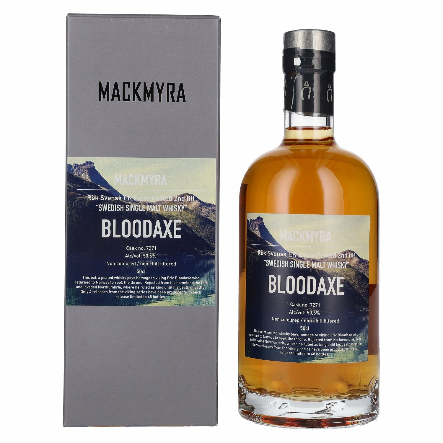 Mackmyra BLOODAXE Rök Svensk Extra Peated Swedish Single Malt Whisky 50,6% Vol. 0,5l in Giftbox