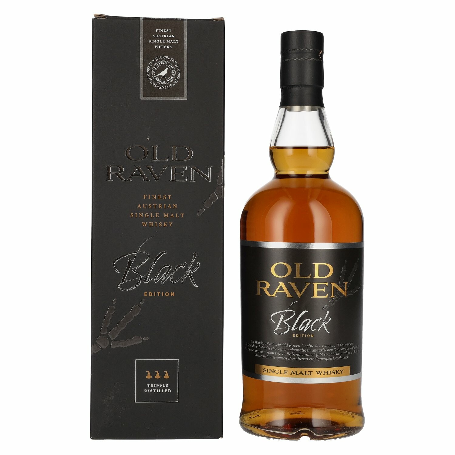 Old Raven Triple Distilled Single Malt Whisky Black Edition Fasstärke 54% Vol. 0,7l in Giftbox
