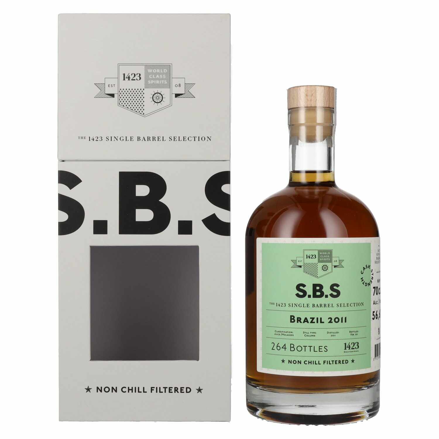 1423 S.B.S BRAZIL Rum Single Barrel Selection 2011 56,6% Vol. 0,7l in Giftbox