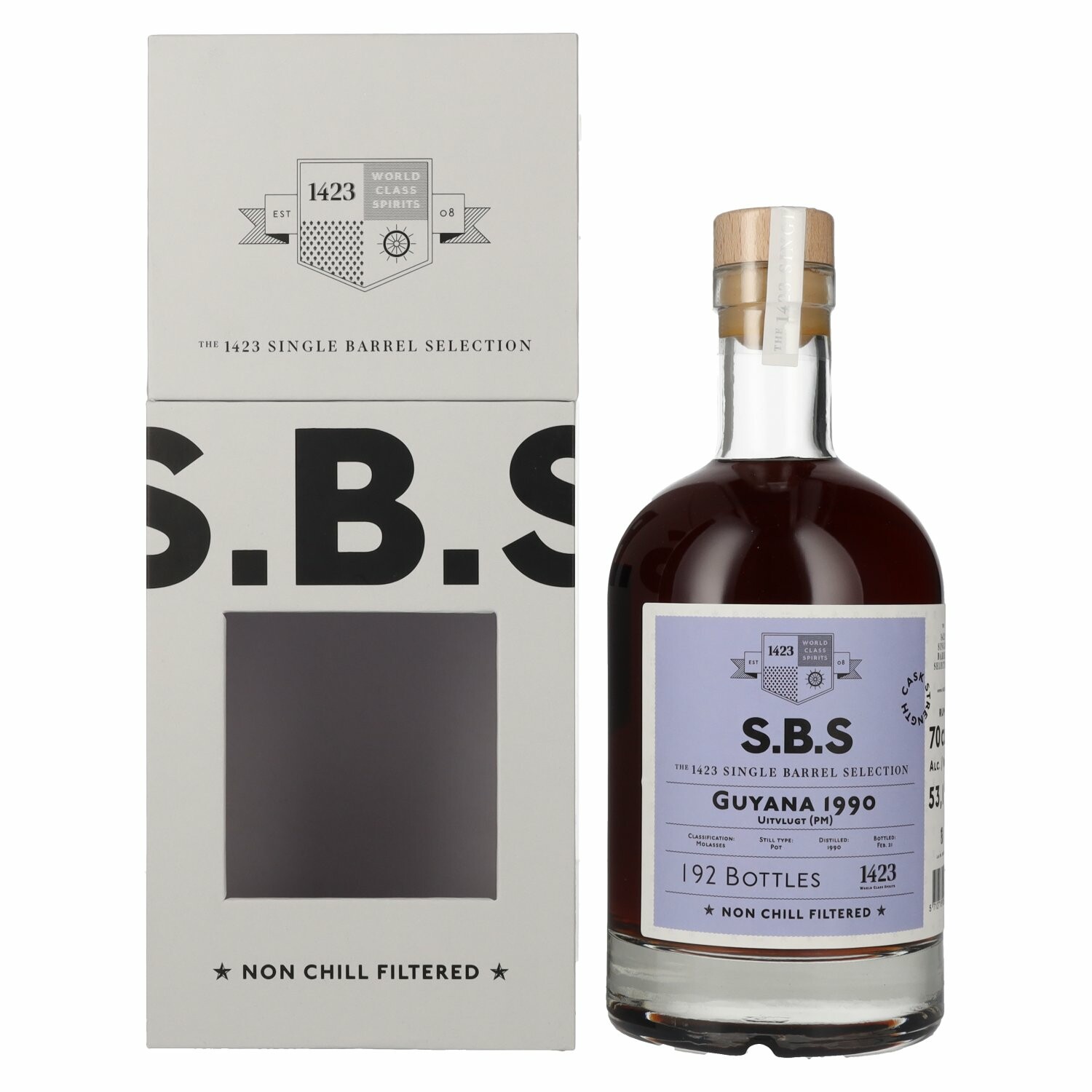 1423 S.B.S GUYANA Rum Single Barrel Selection 1990 53,1% Vol. 0,7l in Giftbox