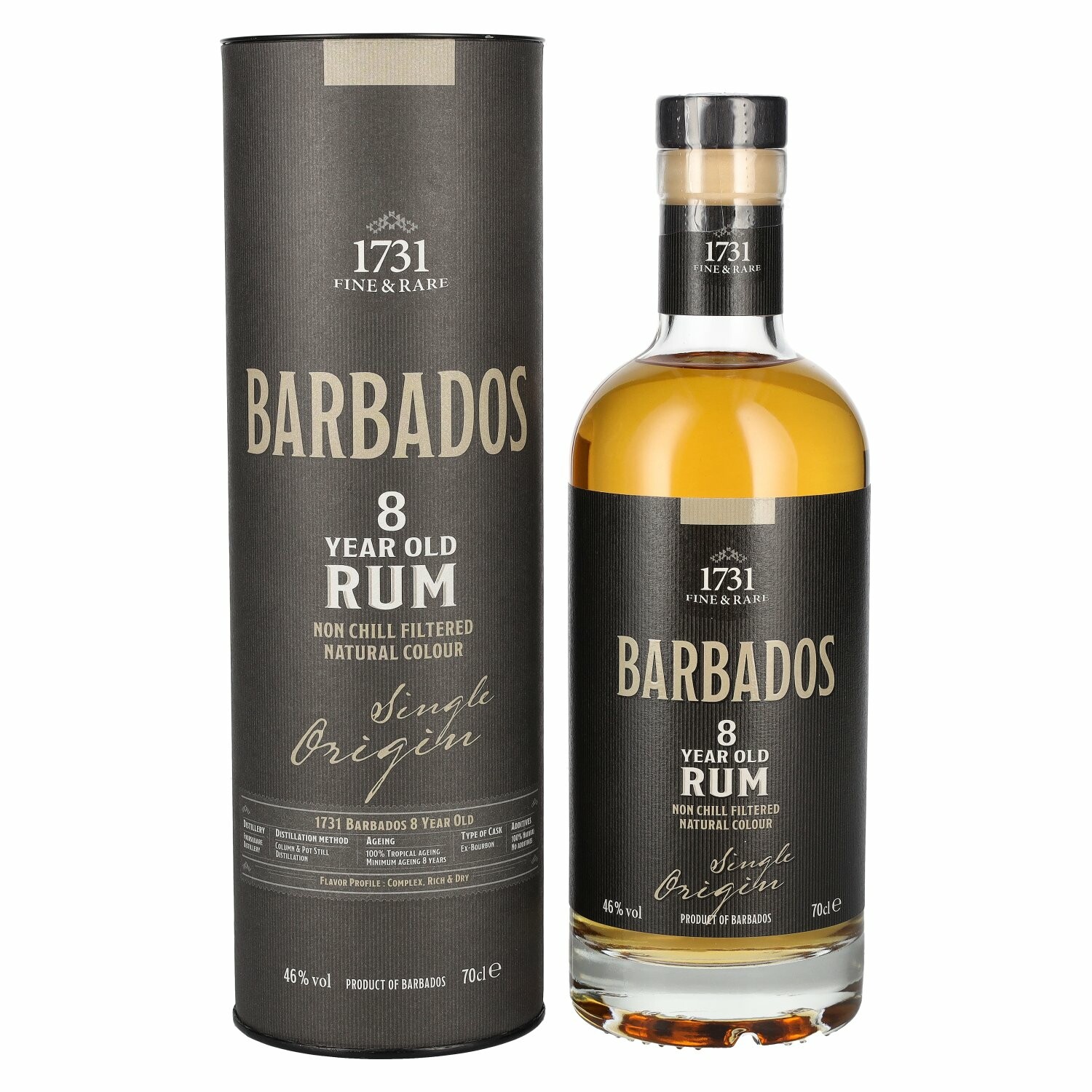1731 Fine & Rare BARBADOS 8 Years Old Single Origin Rum 46% Vol. 0,7l in Giftbox