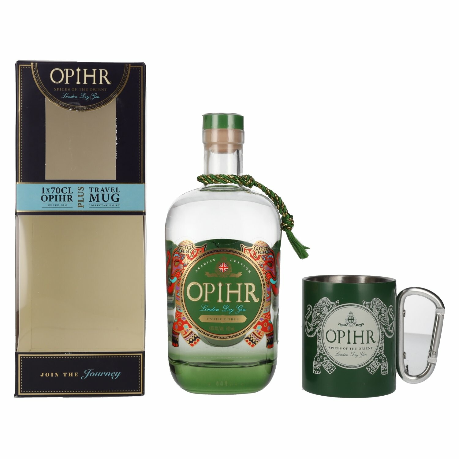 Opihr London Dry Gin ARABIAN EDITION 43% Vol. 0,7l in Giftbox with Travel Mug