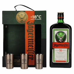 Jägermeister TRAVELLERS' EXCLUSIVE 35% Vol. 1l in Giftbox with 3 Metal Shot Cups