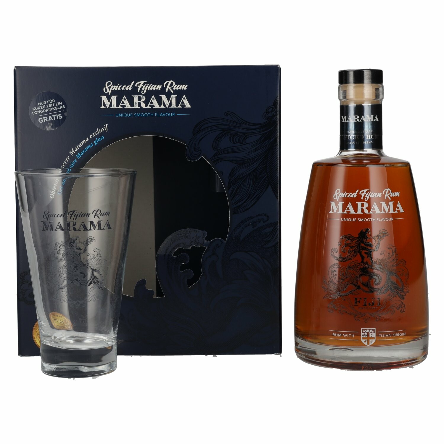 Marama Spiced Fijian Rum 40% Vol. 0,7l in Giftbox with glass