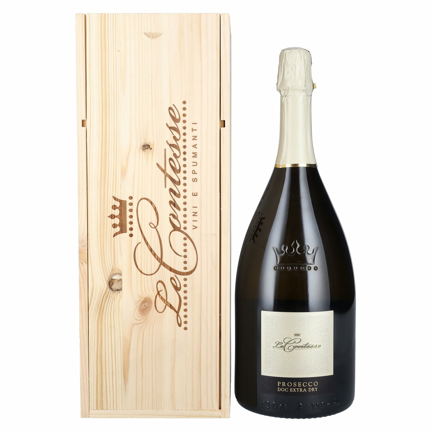 Le Contesse Prosecco DOC Extra Dry 11% Vol. 1,5l in Holzkiste