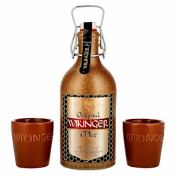 Wikinger Met Original im Tonkrug 11% Vol. 0,5l with 2 Tonbechern