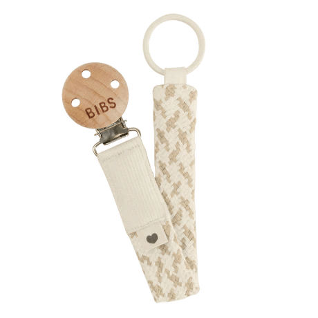 BIBS Pacifier Braid Clip Ivory/Vanilla