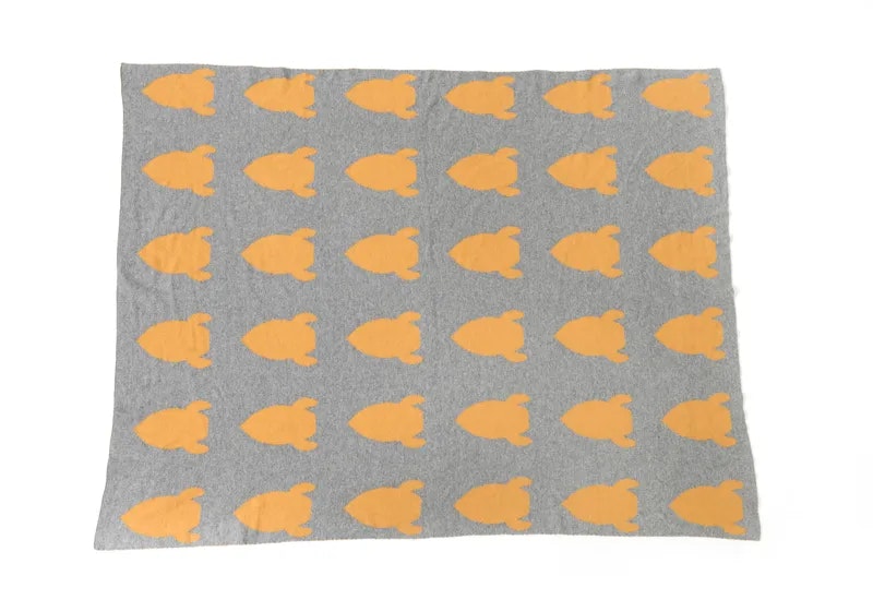 Pellianni- Knitted blanket organic mustard/grey/ babyfilt