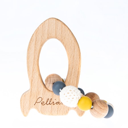 Pellianni- Rocket teether, mustard/ bitring