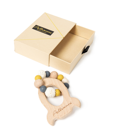 Pellianni- Rocket teether, mustard/ bitring
