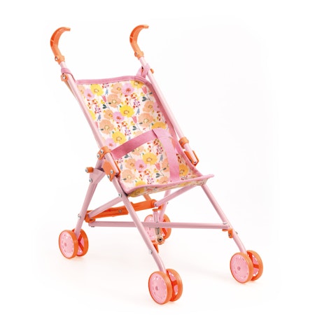 Djeco- Pomea Doll Stroller Flowers - 54 cm/ docktillbehör