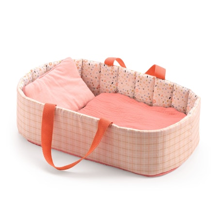 Djeco- Pomea Doll Bassinet Pink Lines/ docktillbehör