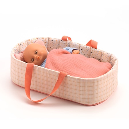 Djeco- Pomea Doll Bassinet Pink Lines/ docktillbehör