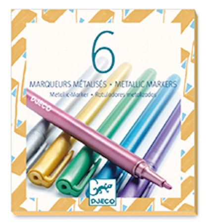 Djeco- 6 metallic markers/ pennor