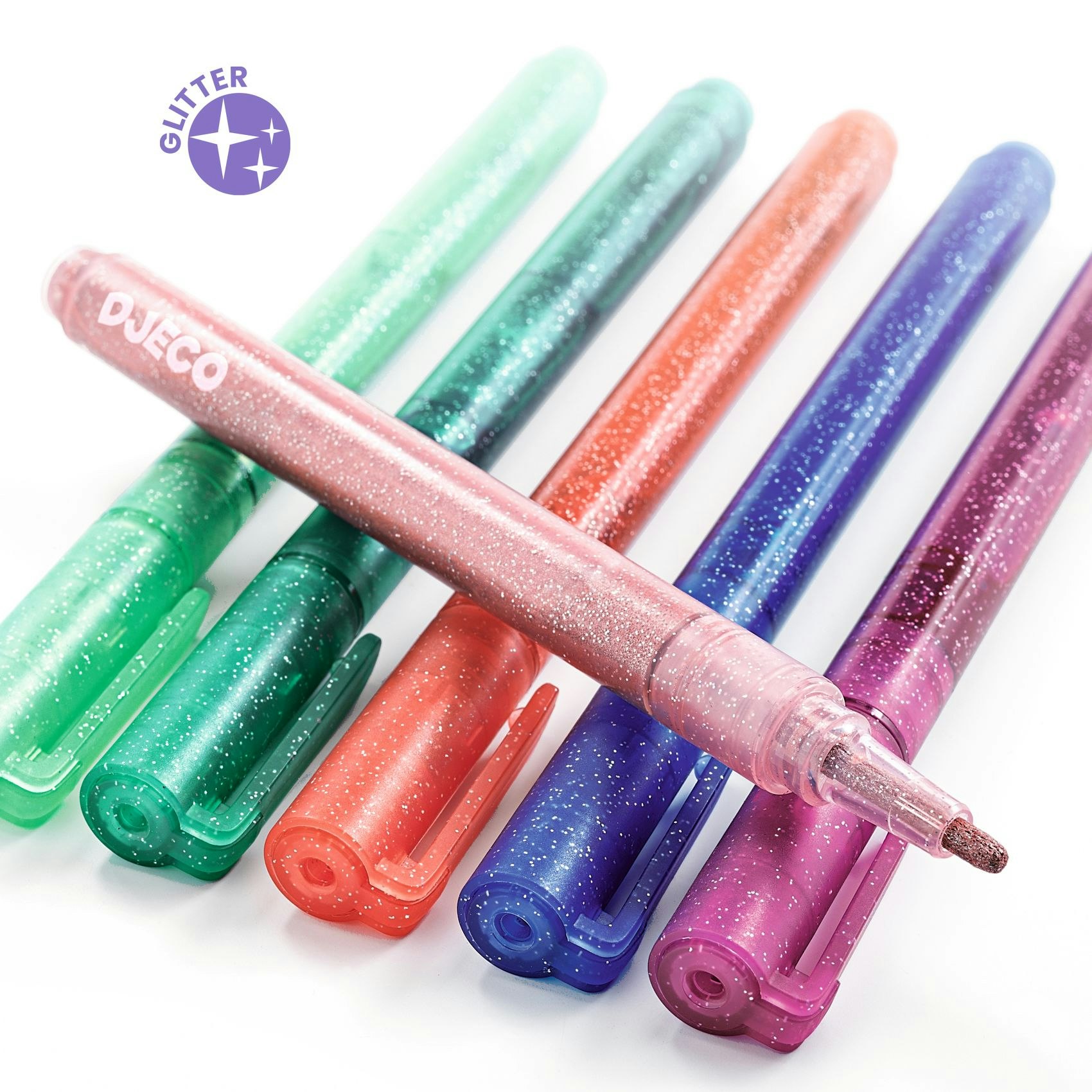 Djeco- 6 glitter markers - sweet/ pennor