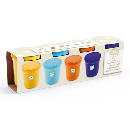 Djeco- 4 tubs of play dough, Plain/ lera