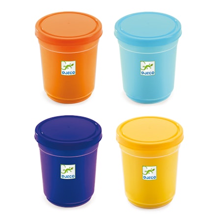 Djeco- 4 tubs of play dough, Plain/ lera